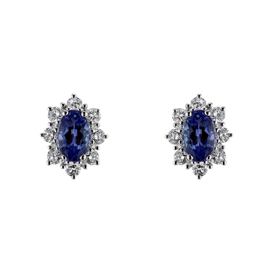 Diamond earrings with Tanzanite Princess