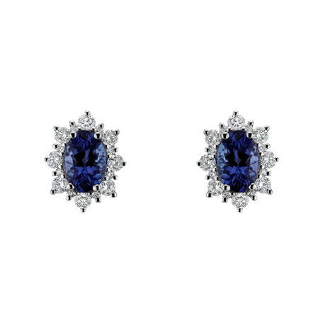 Diamond earrings with Tanzanite Princess