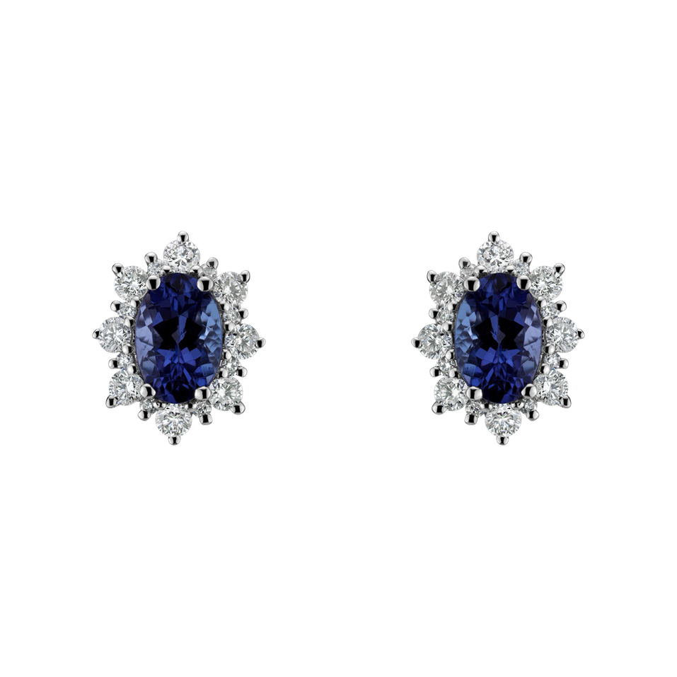 Diamond earrings with Tanzanite Princess