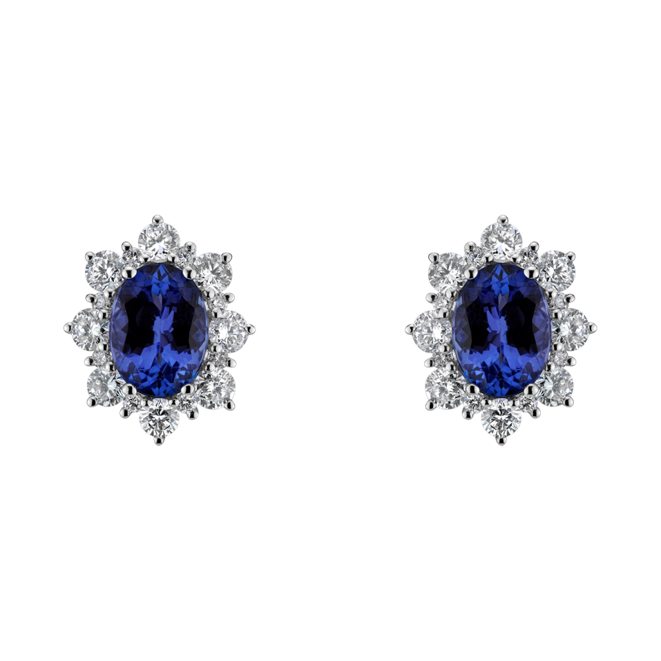 Diamond earrings with Tanzanite Princess