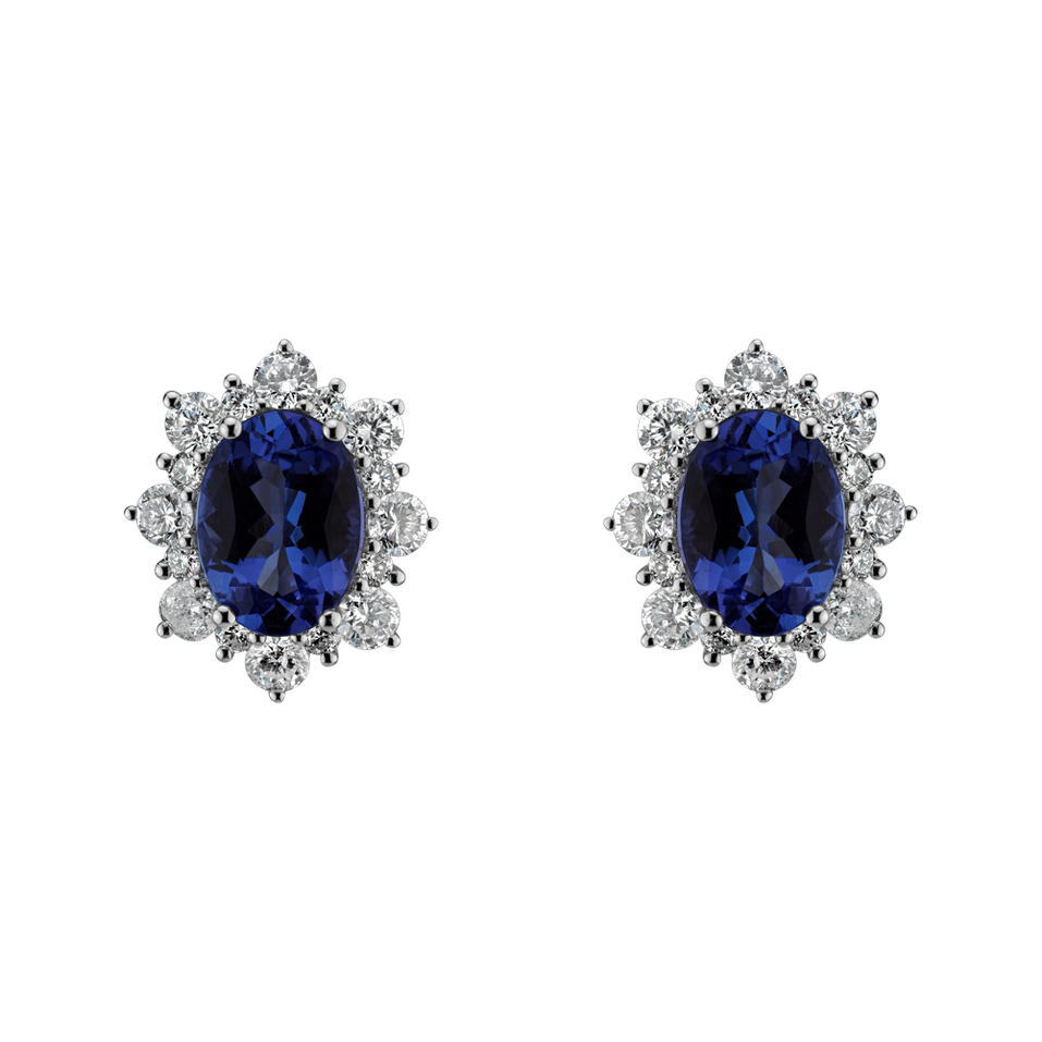 Diamond earrings with Tanzanite Princess