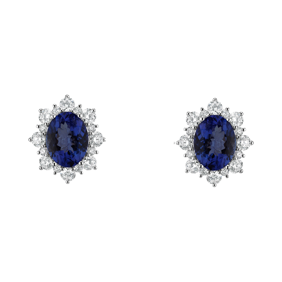 Diamond earrings with Tanzanite Princess