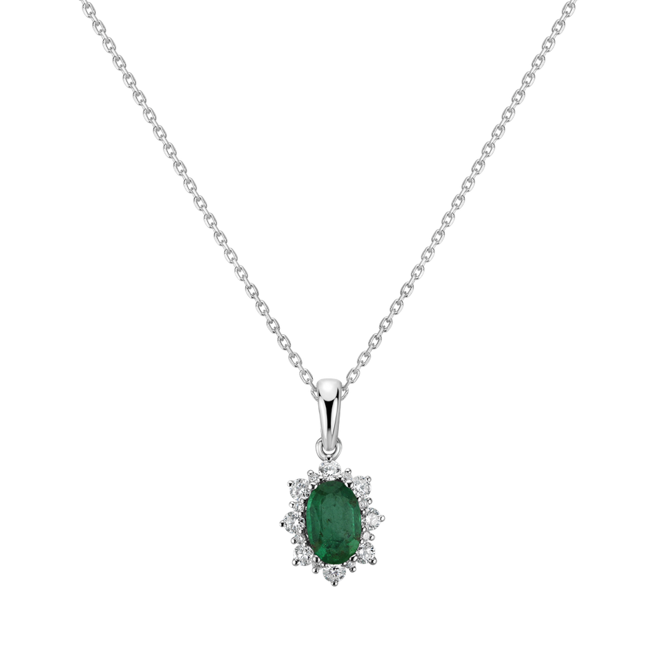 Diamond pendant with Emerald Royal Aurora