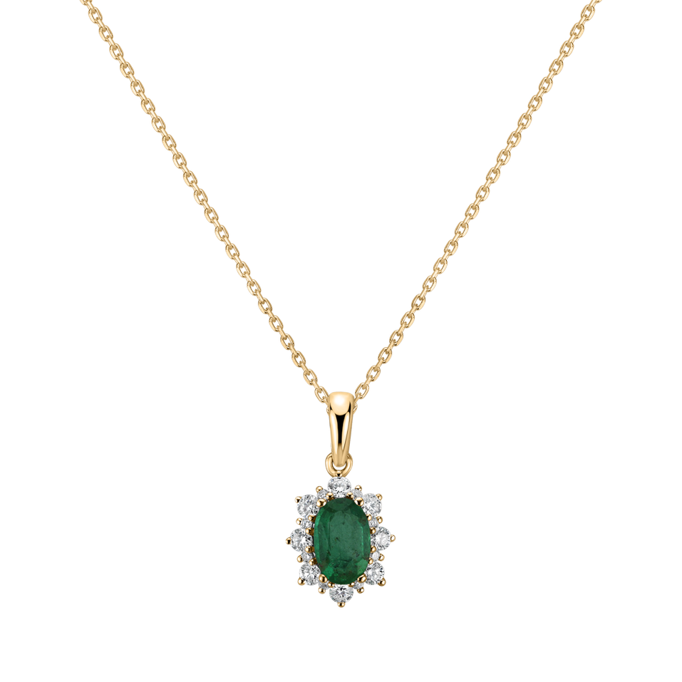 Diamond pendant with Emerald Royal Aurora