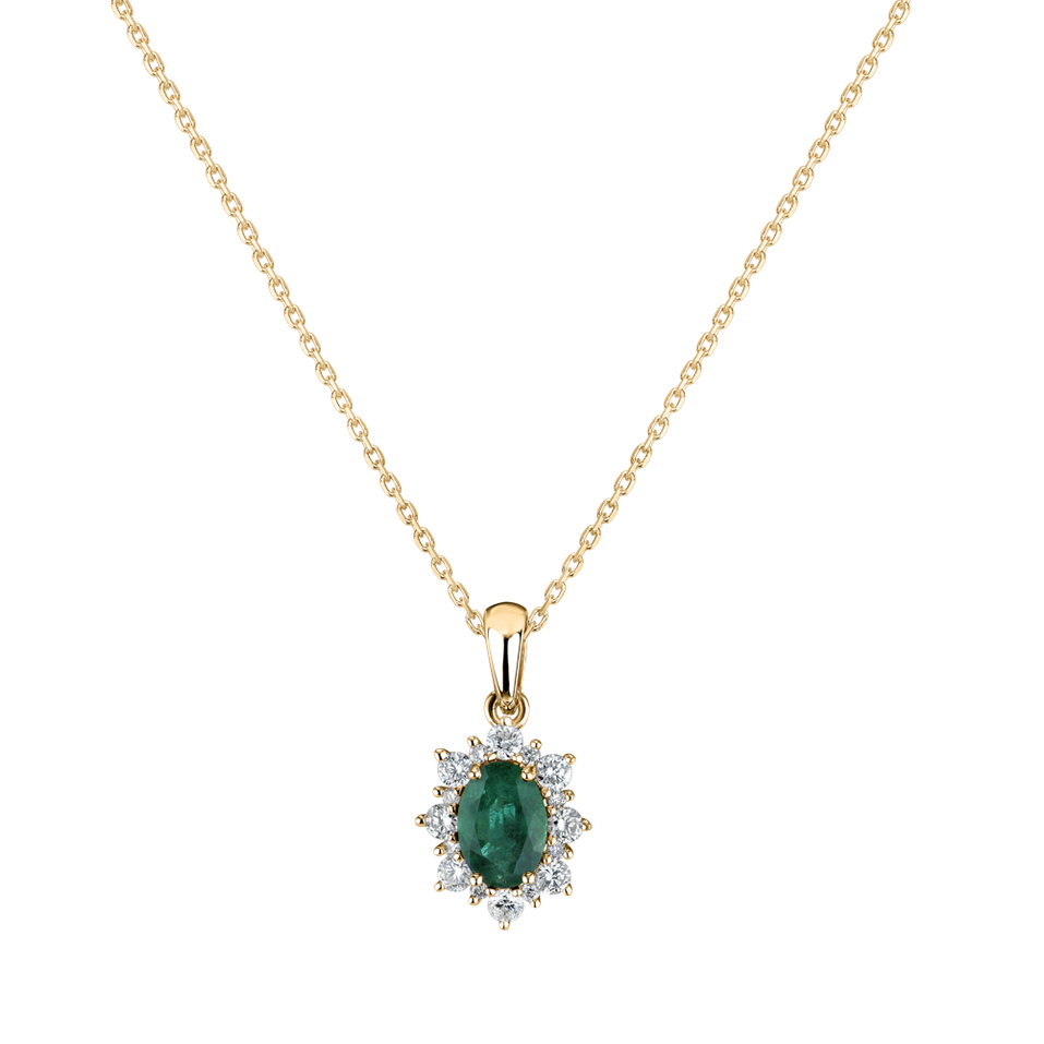 Diamond pendant with Emerald Royal Aurora