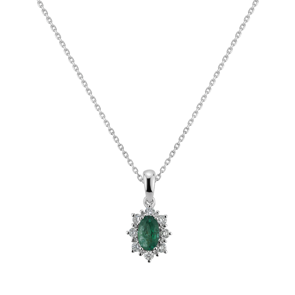 Diamond pendant with Emerald Princess