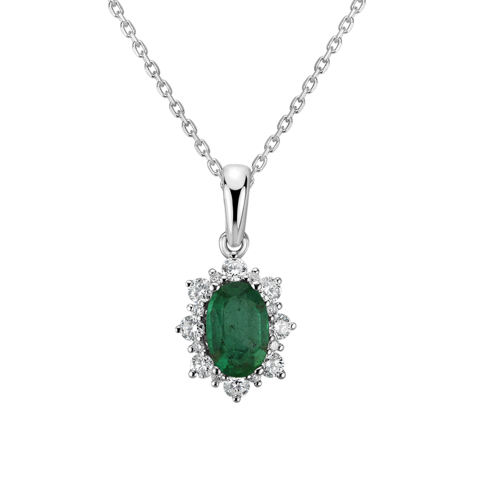 Diamond pendant with Emerald Princess