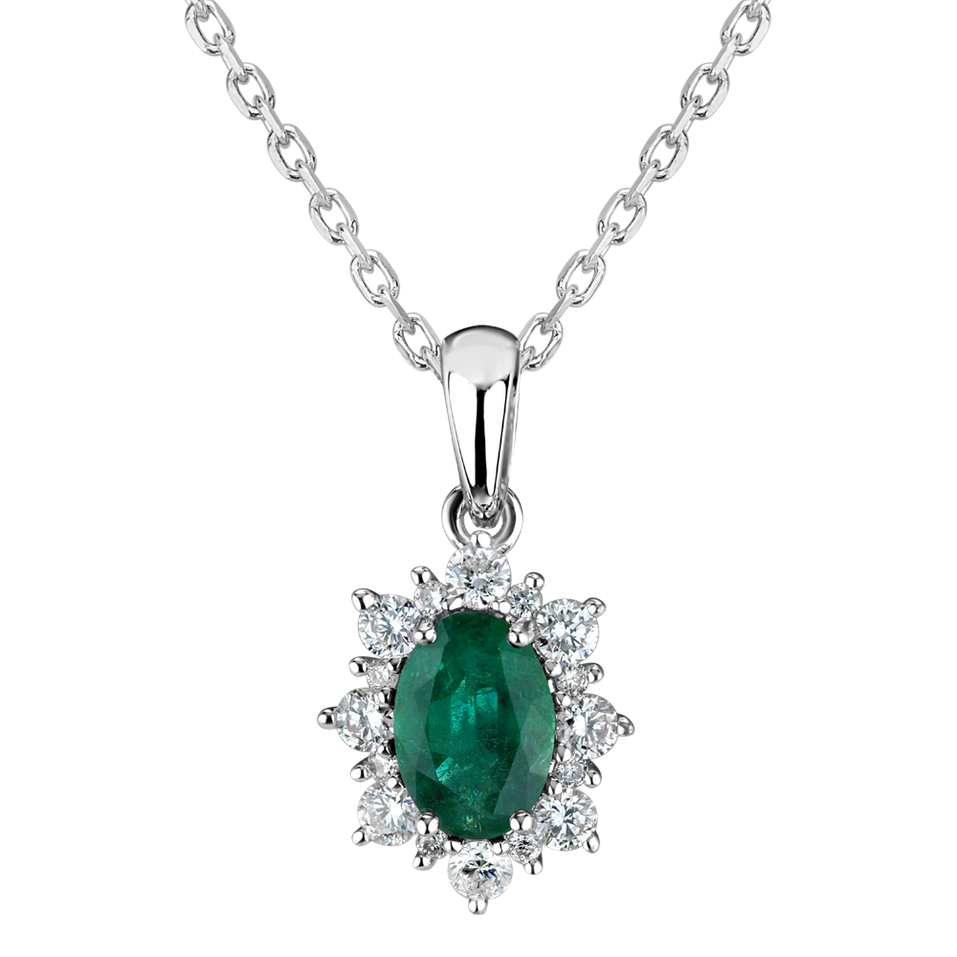 Diamond pendant with Emerald Princess