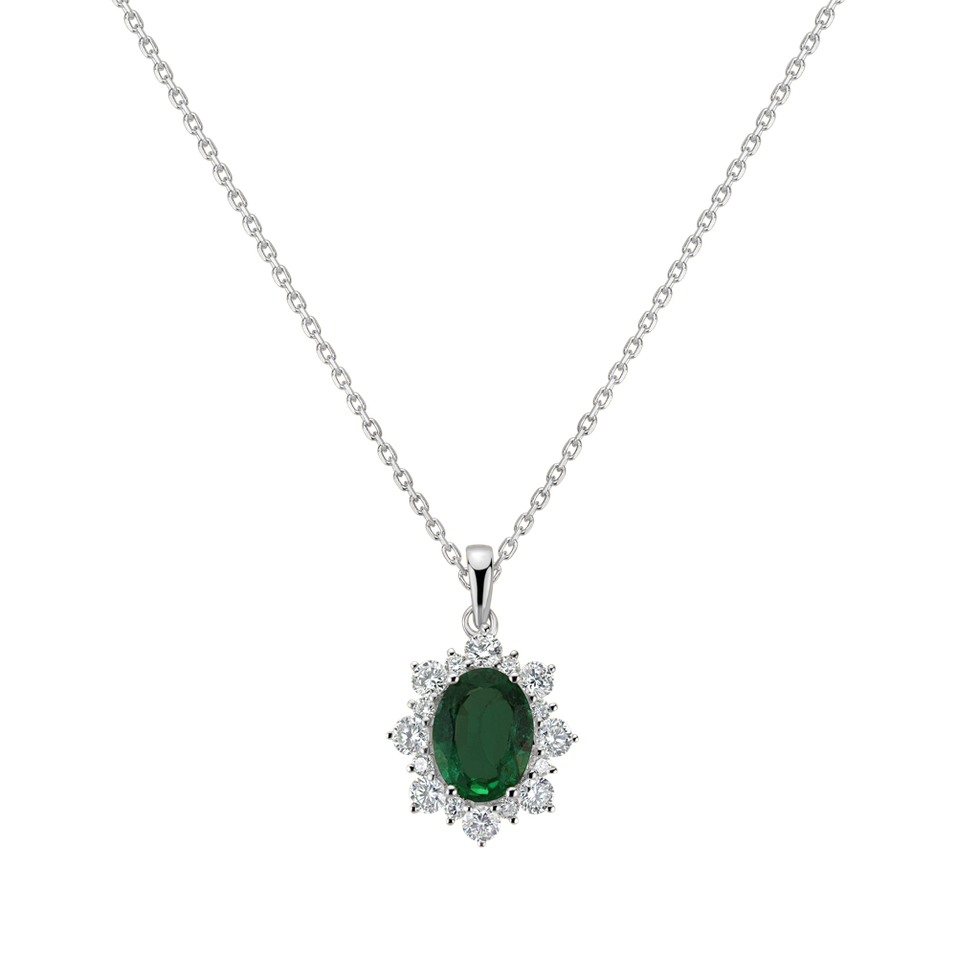 Diamond pendant with Emerald Princess