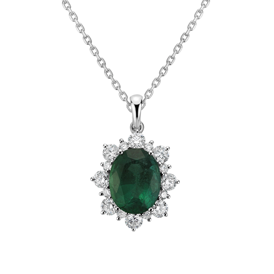 Diamond pendant with Emerald Princess