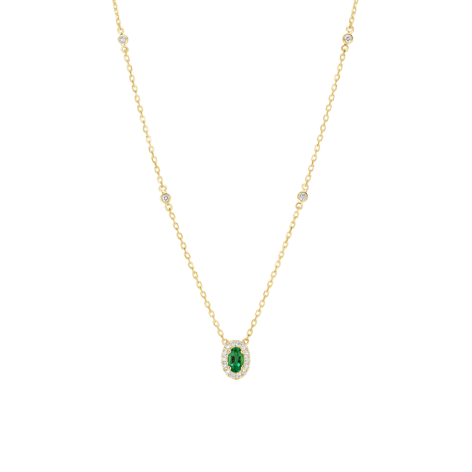 Diamond necklace with Emerald Space Gem