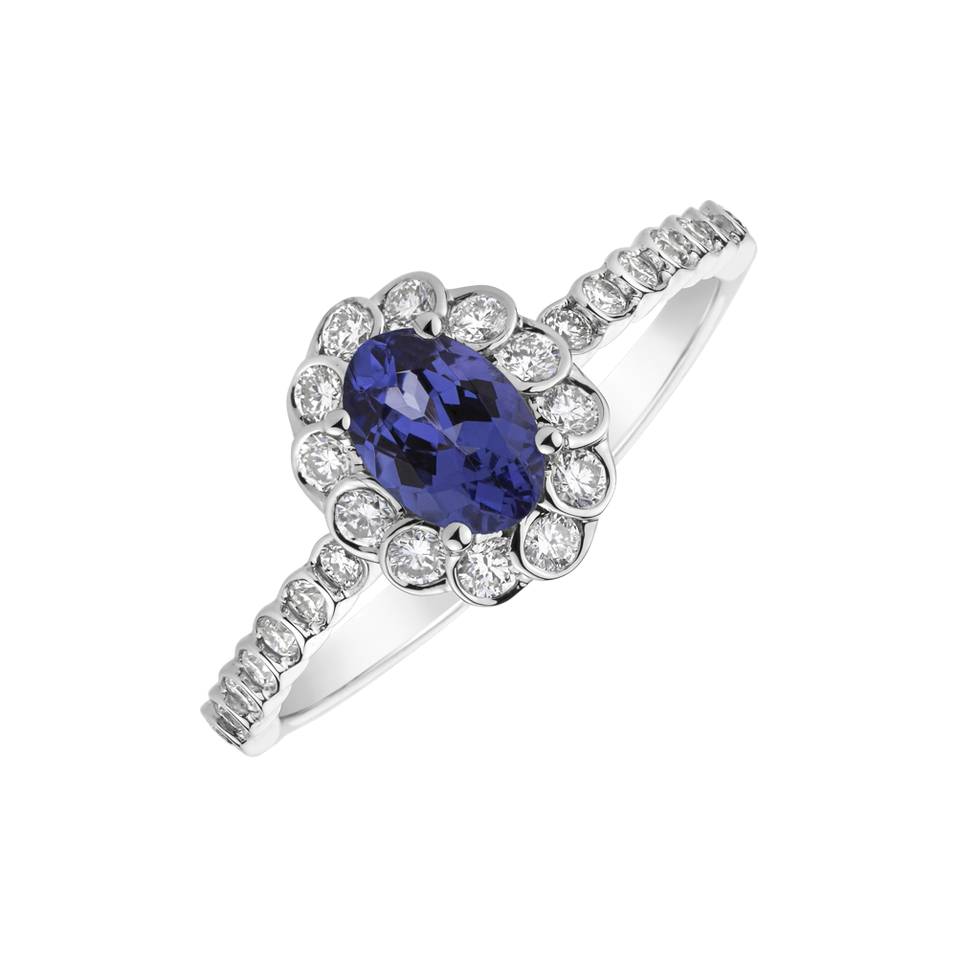 Diamond ring with Tanzanite Princess Glamour