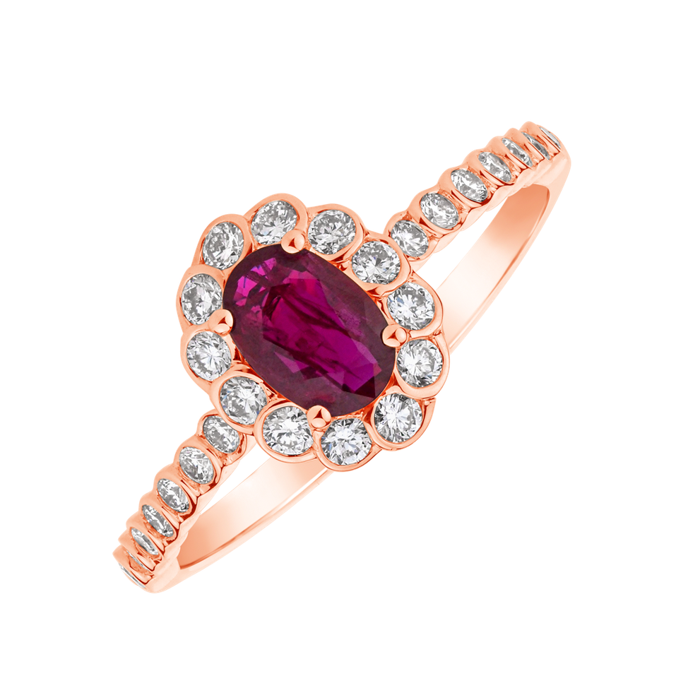 Diamond ring with Ruby Glamour Princess