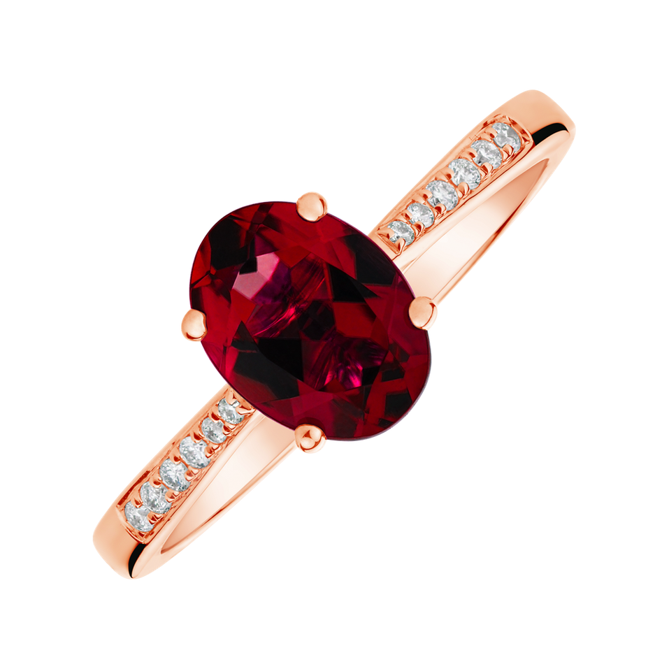 Diamond ring with Rhodolite Bonbon