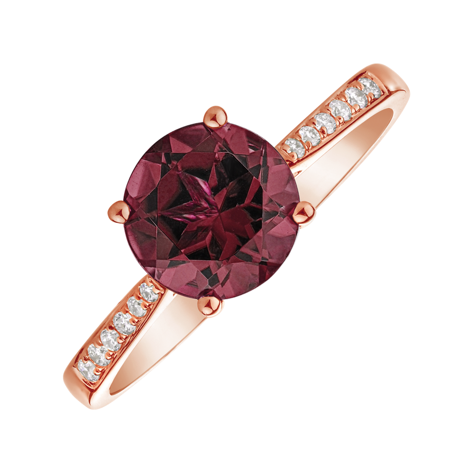 Diamond ring with Tourmaline Purple Bonbon