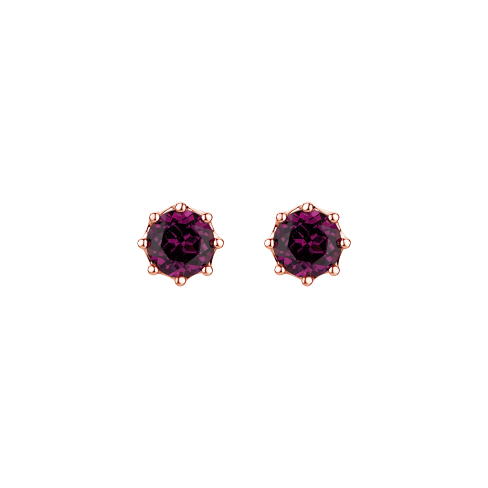 Earrings with Pink Garnet Pink Moon