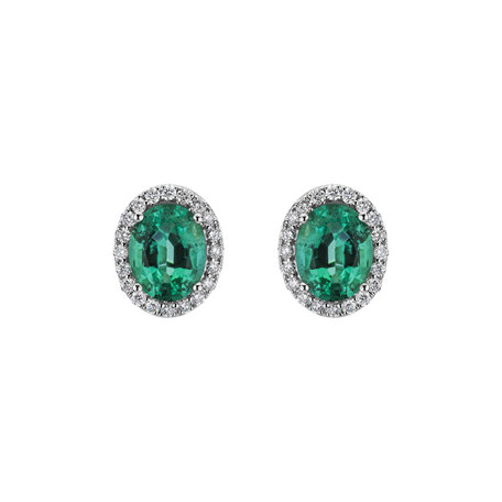 Diamond earrings with Emerald Imperial Allegory