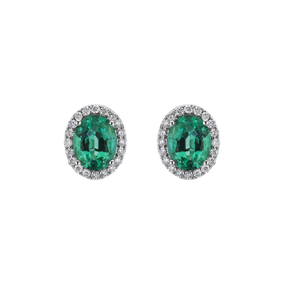 Diamond earrings with Emerald Imperial Allegory