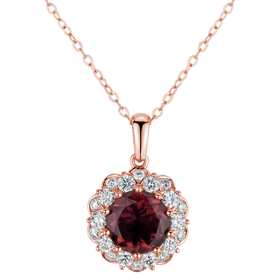 Diamond pendant with Turmalinem Princess Bloom