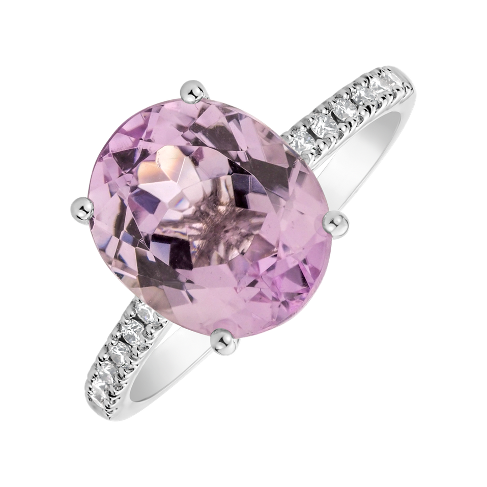 Diamond ring with Kunzite Purple Glory