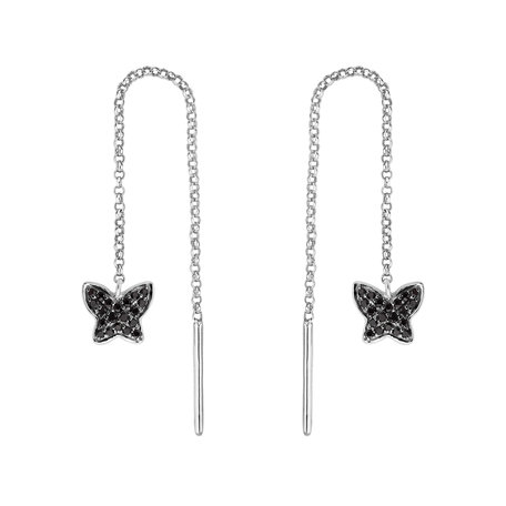 Earrings with black diamonds Amazing Butterfly