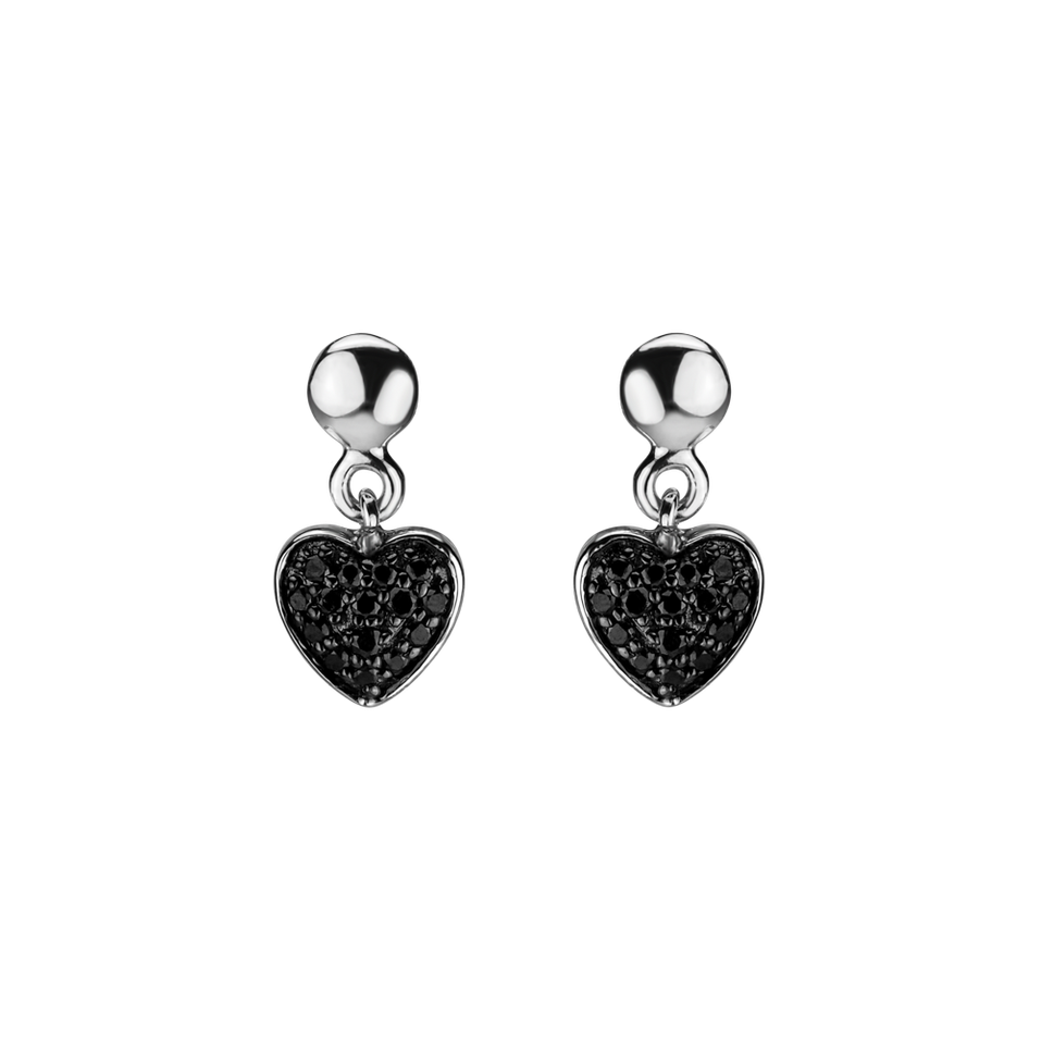 Earrings with black diamonds Amazing Heart