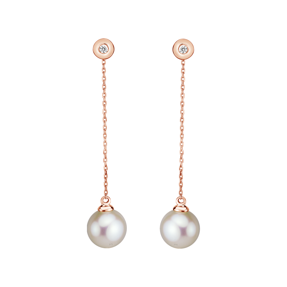 Diamond earrings with Pearl Pearl Fall