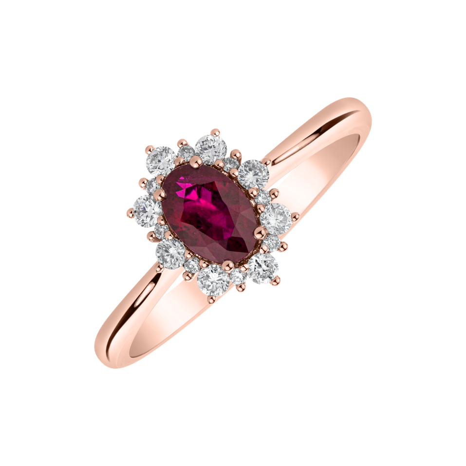 Diamond ring with Ruby Trixie Princess