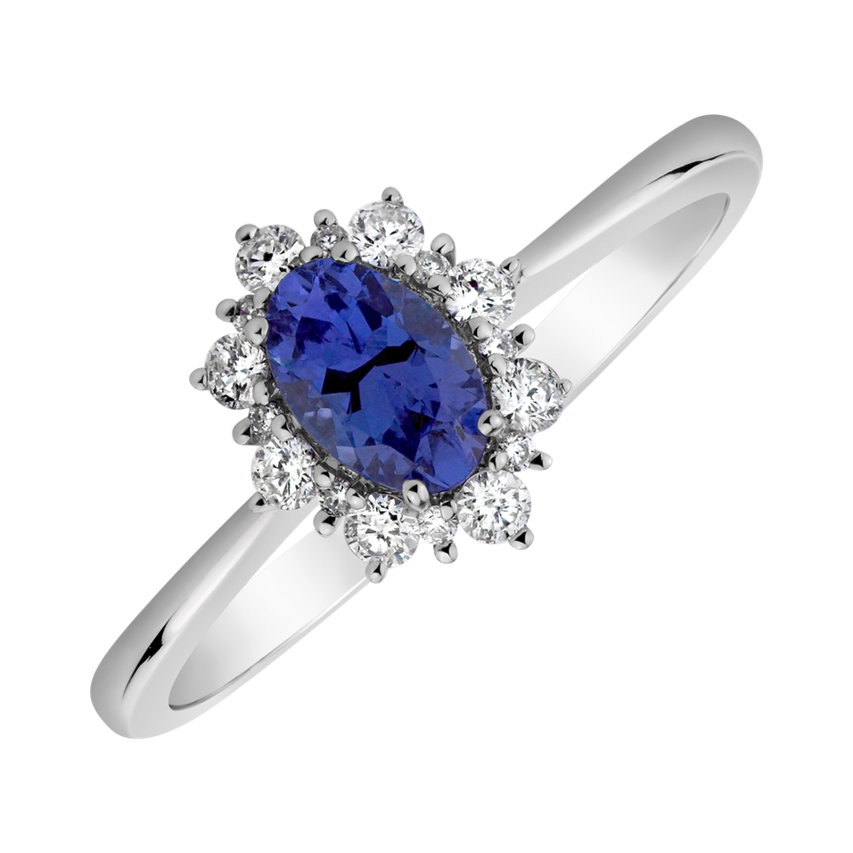 Diamond ring with Tanzanite Princess