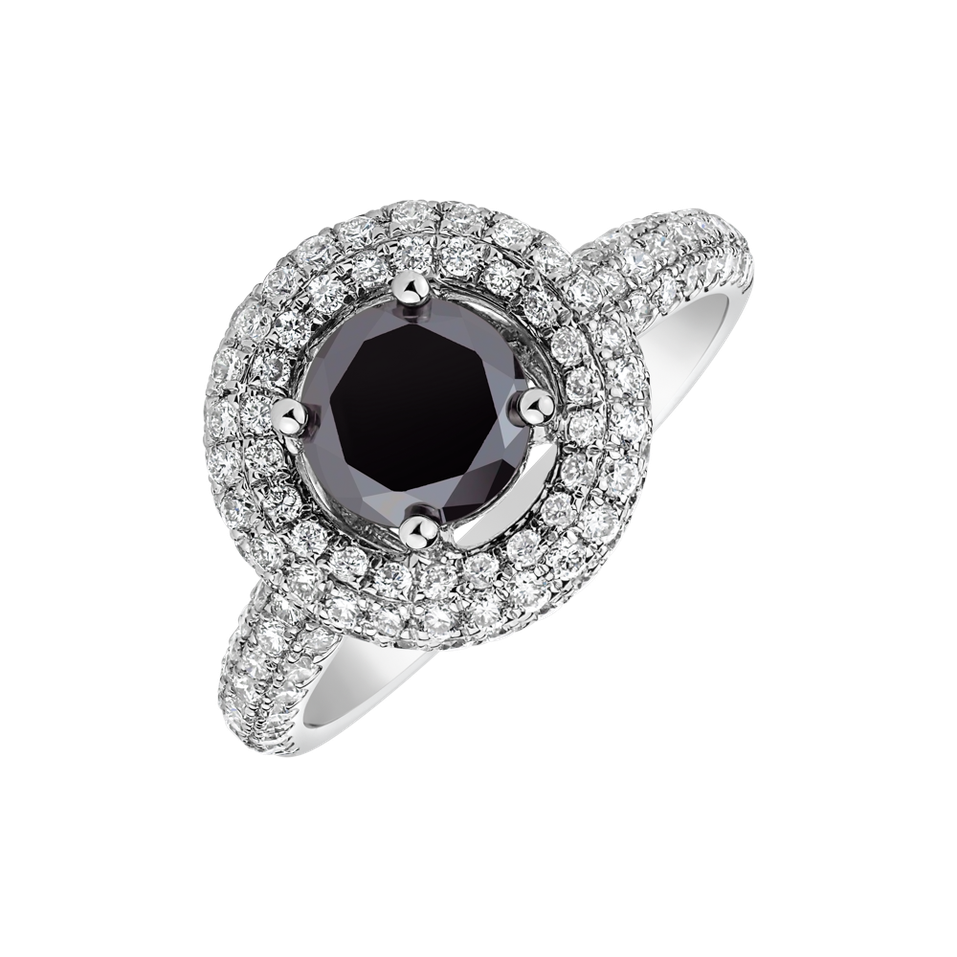 Ring with black and white diamonds Fool Moon