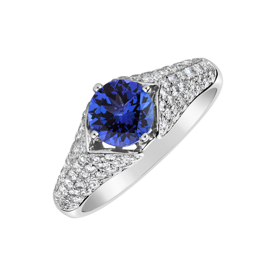 Diamond ring with Tanzanite Fortune Brilliance