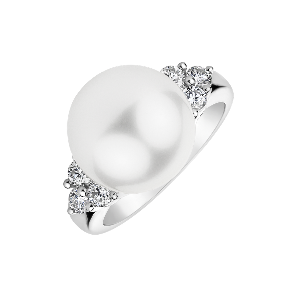 Diamond ring with Pearl Nautical Desire