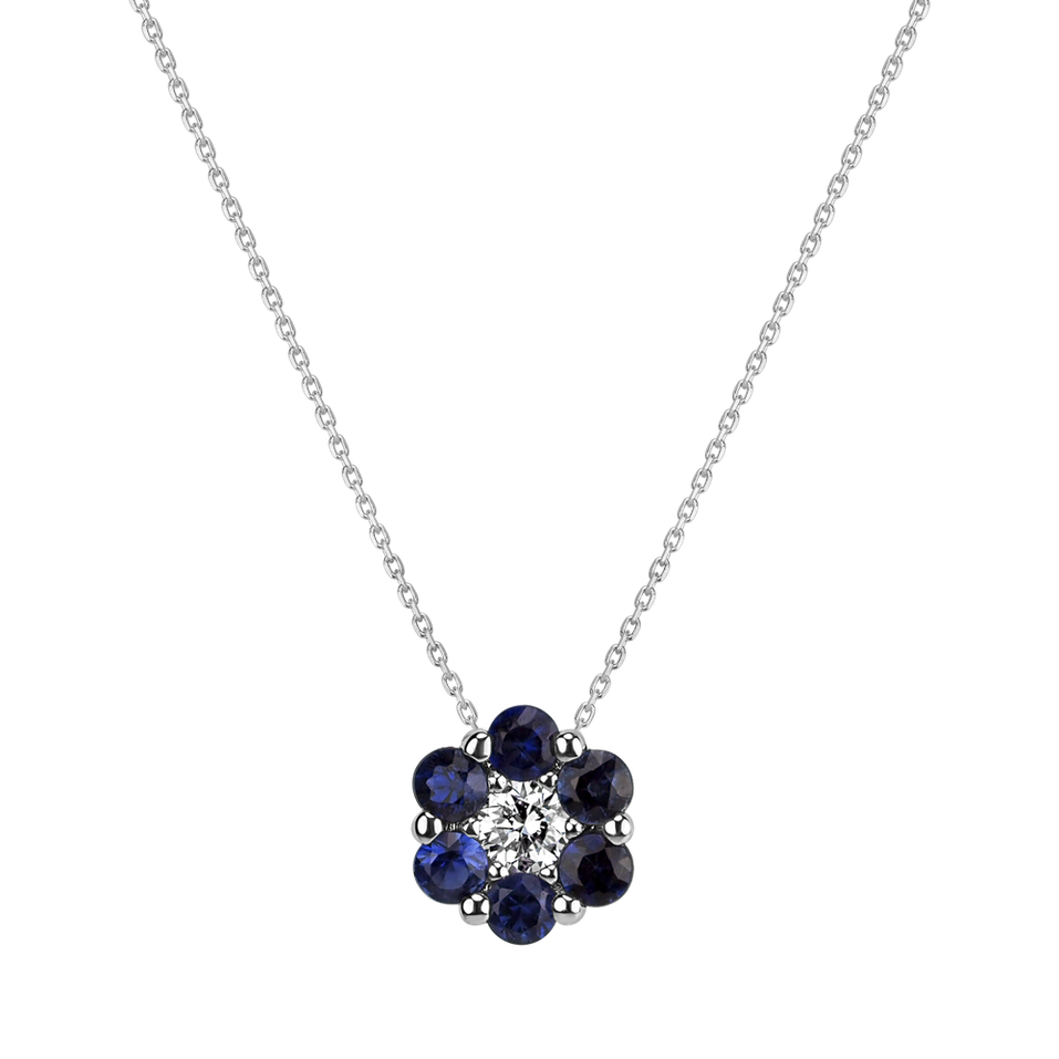 Diamond necklace with Sapphire Shiny Flower