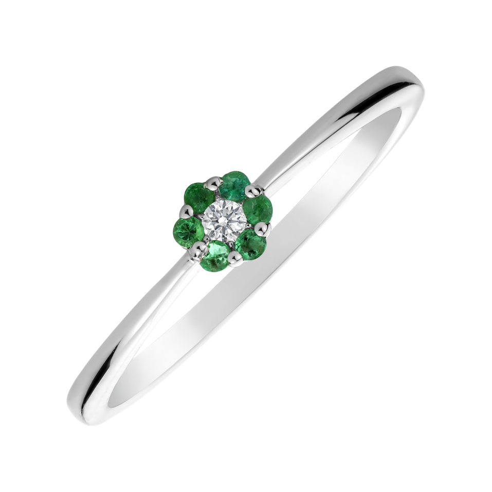 Diamond ring with Emerald Shiny Constellation