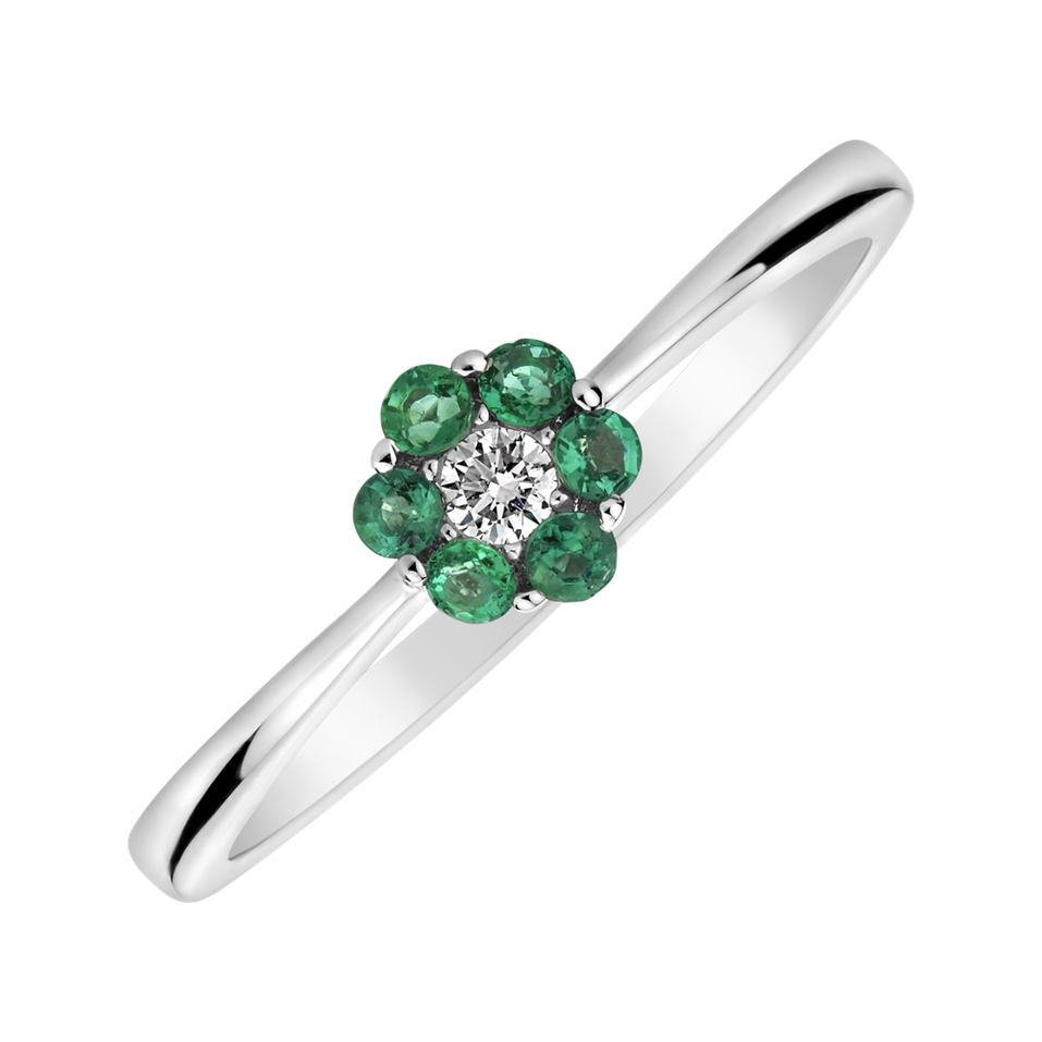 Diamond ring with Emerald Shiny Constellation