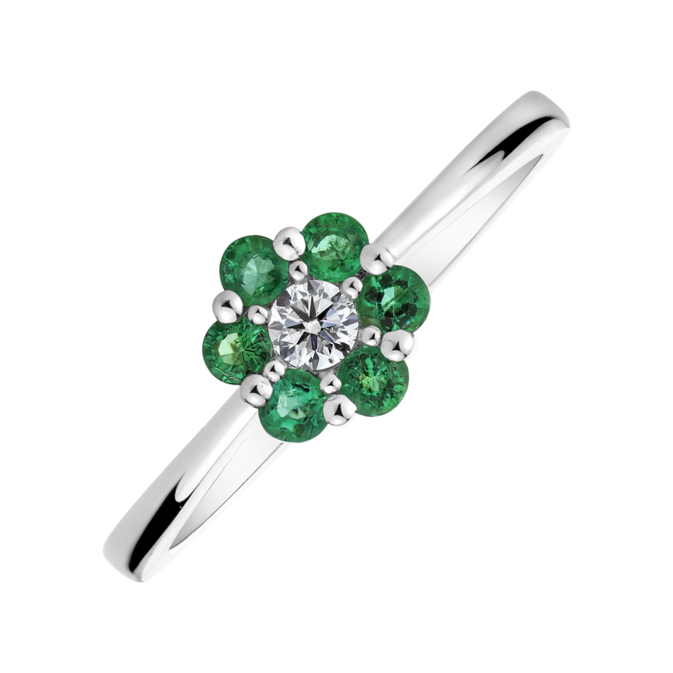 Diamond ring with Emerald Shiny Constellation