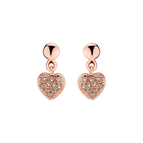 Earrings with brown diamonds Amazing Heart