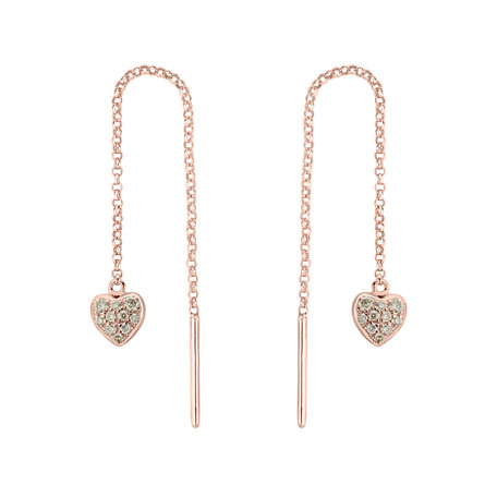 Earrings with brown diamonds Amazing Heart