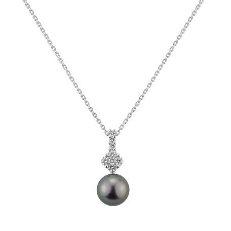 Diamond pendant with Pearl Darkest Night