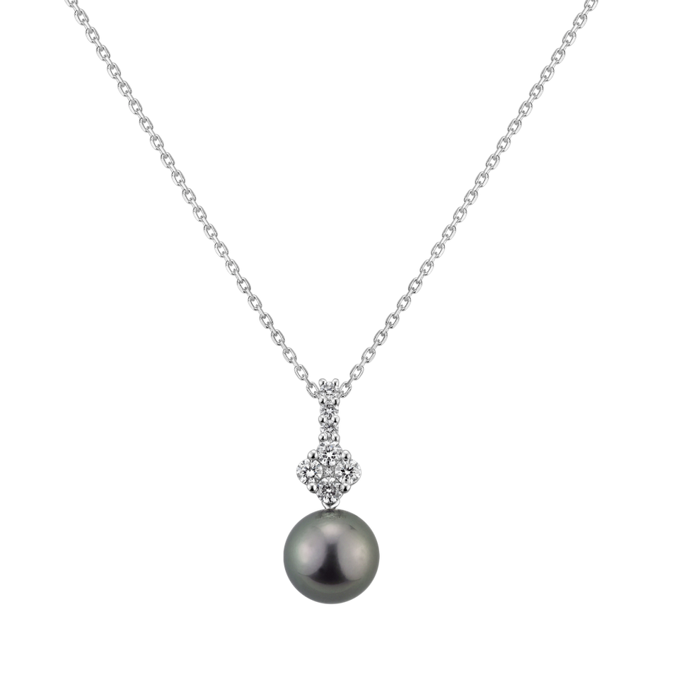 Diamond pendant with Pearl Darkest Night