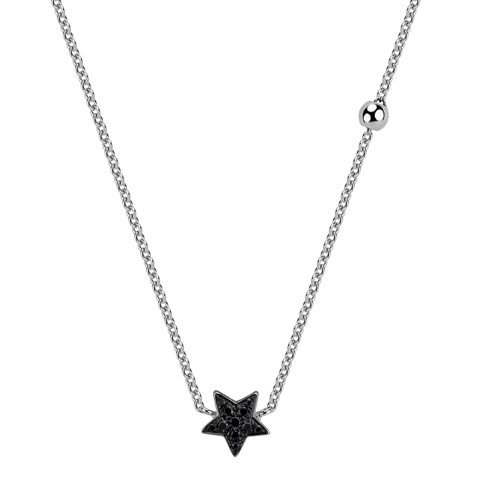 Necklace with black and white diamonds Star Waterfall