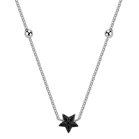 Necklace with black and white diamonds Star Waterfall