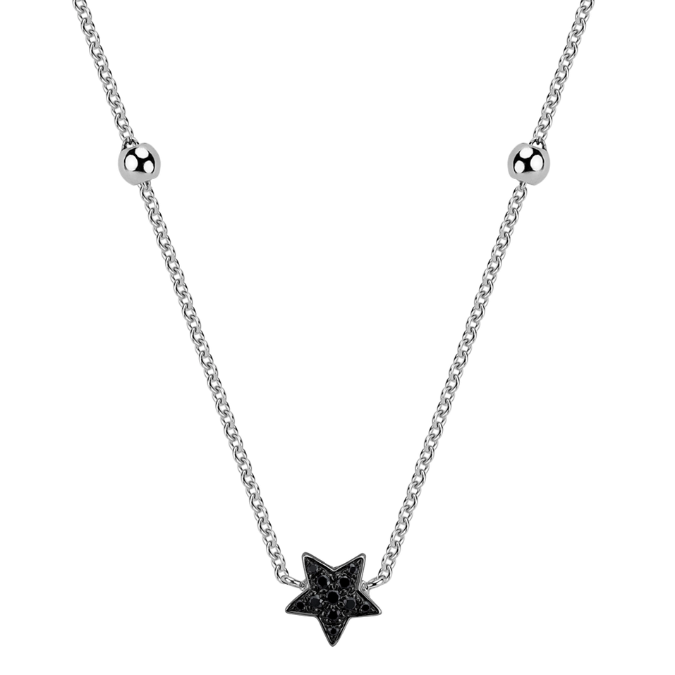 Necklace with black and white diamonds Star Waterfall