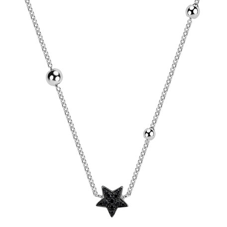 Necklace with black and white diamonds Star Waterfall