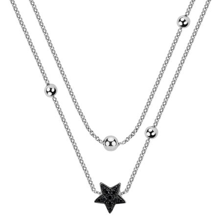 Necklace with black and white diamonds Star Waterfall