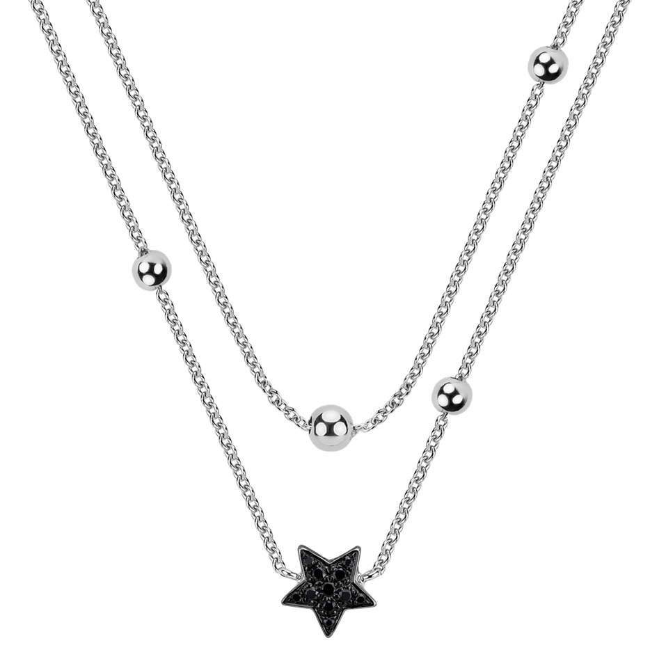 Necklace with black and white diamonds Star Waterfall