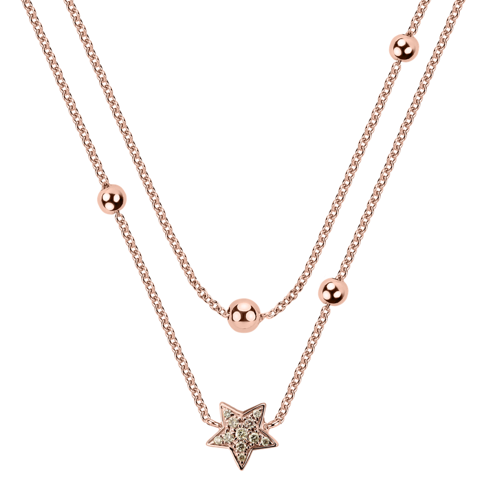 Necklace with brown and white diamonds Star Waterfall