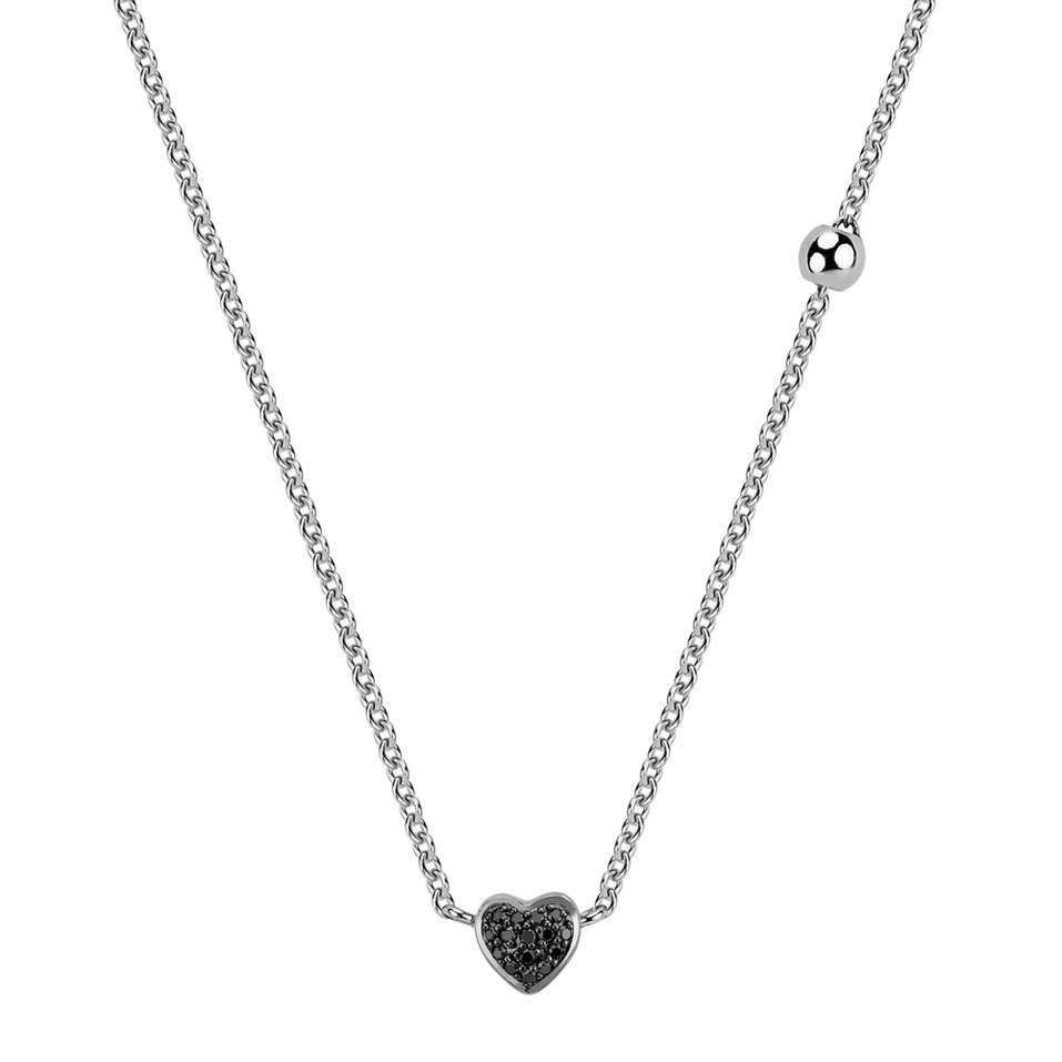 Necklace with black and white diamonds Tender Heart