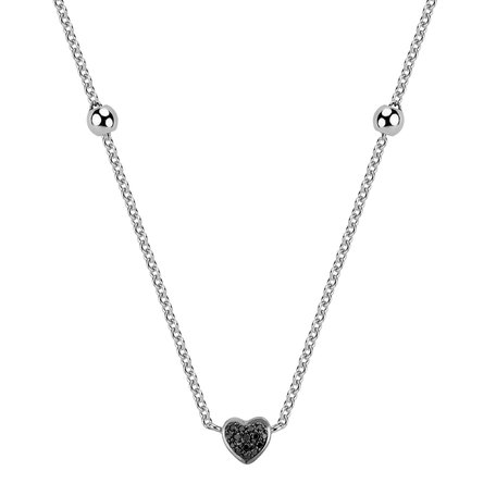 Necklace with black and white diamonds Tender Heart