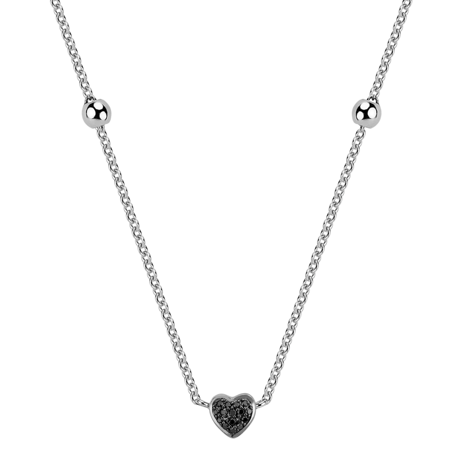 Necklace with black and white diamonds Tender Heart